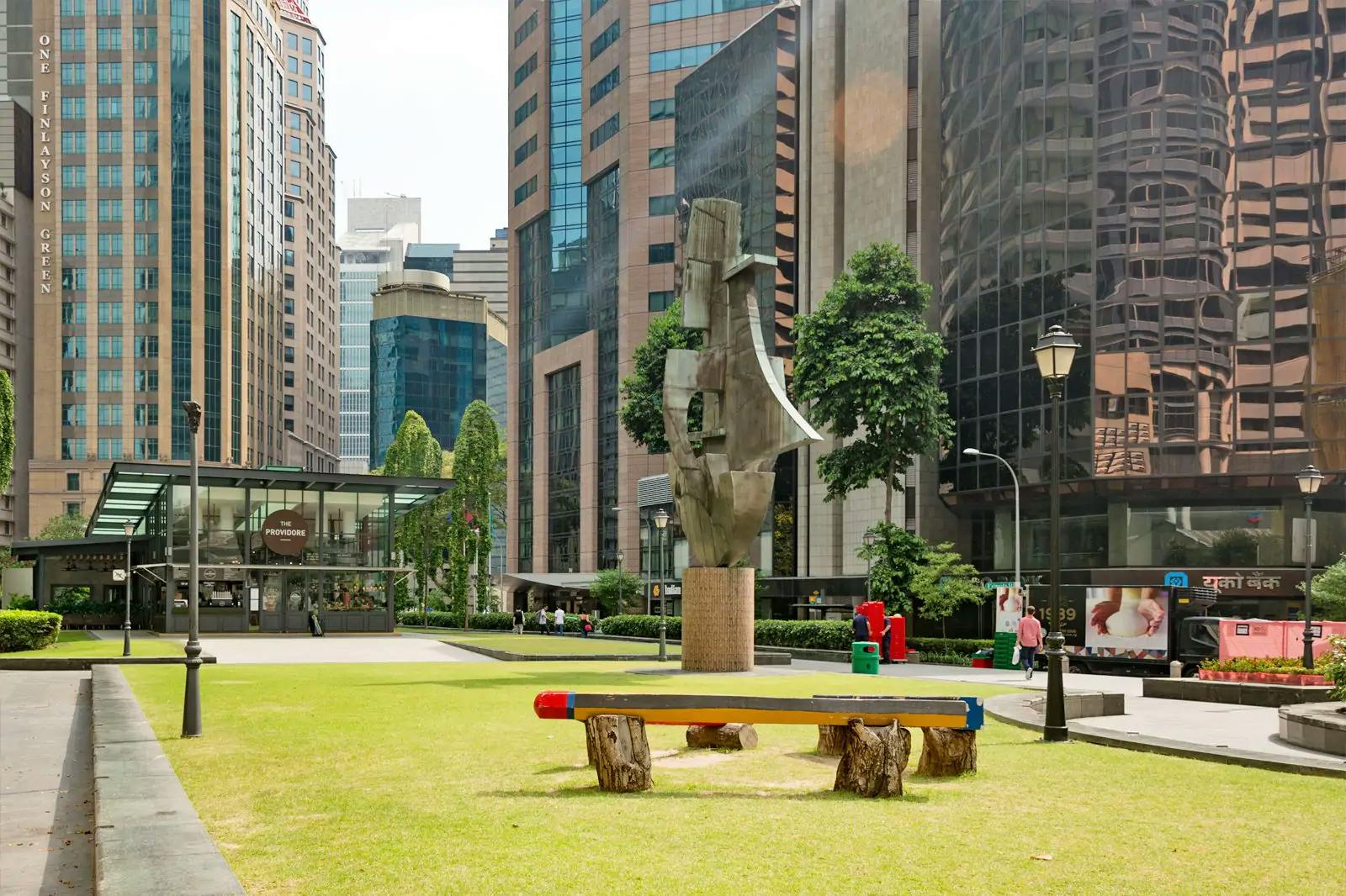 A sculpture at Raffles Place Park in Singapore