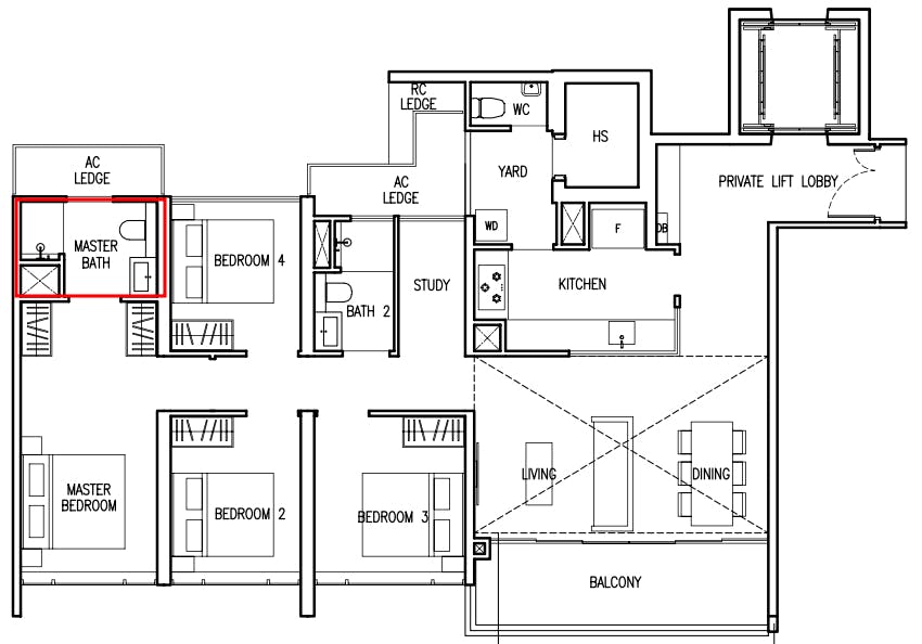 the commodore 4 bedroom master bath floor plan