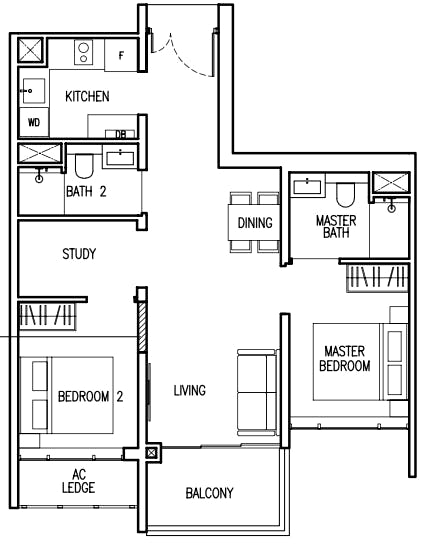 the commodore 2 bedroom floor plan 743 sq ft