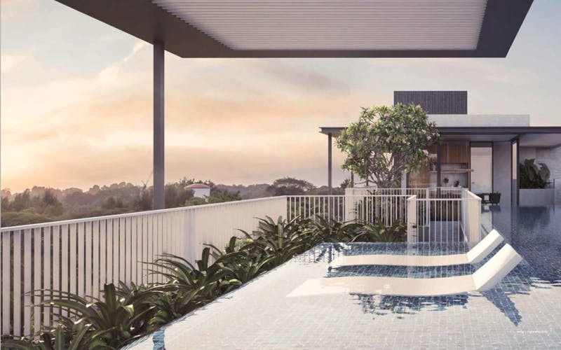 Jacuzzis at the rooftop pool of FiveNine condo