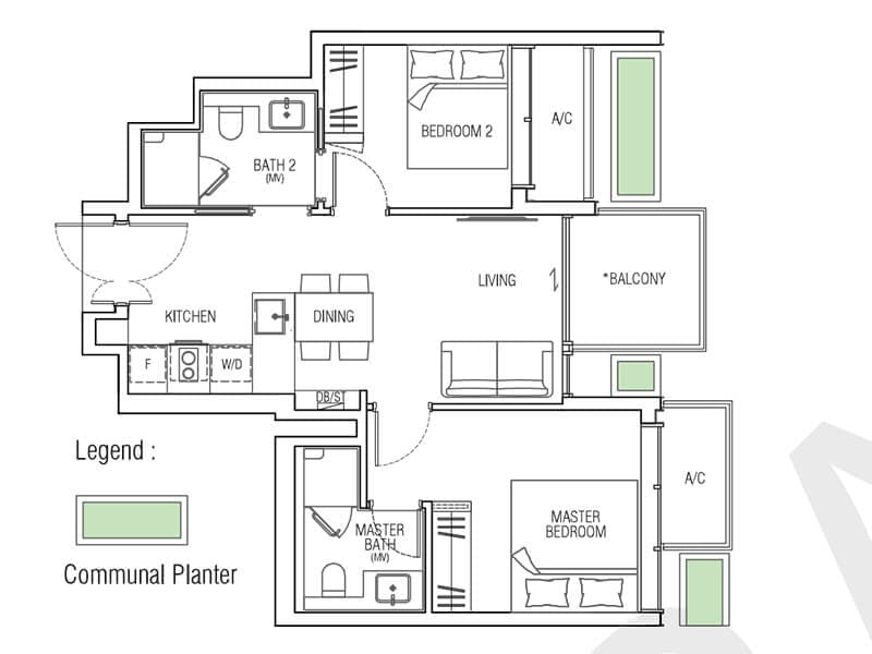 jervois mansion 2 bedroom 678 sq ft floor plan