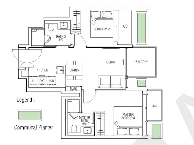 jervois mansion 2 bedroom 678 sq ft floor plan