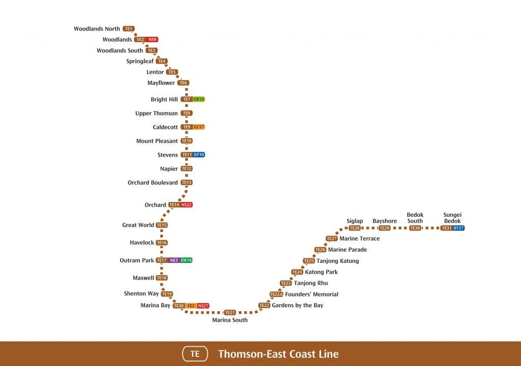 Thomson East Coast Line (TEL) MRT map