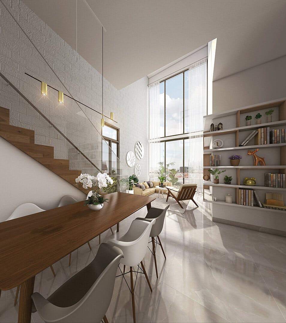 Artist impression of the spacious living area