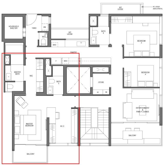 midtown modern sky bungalow master suite floor plan