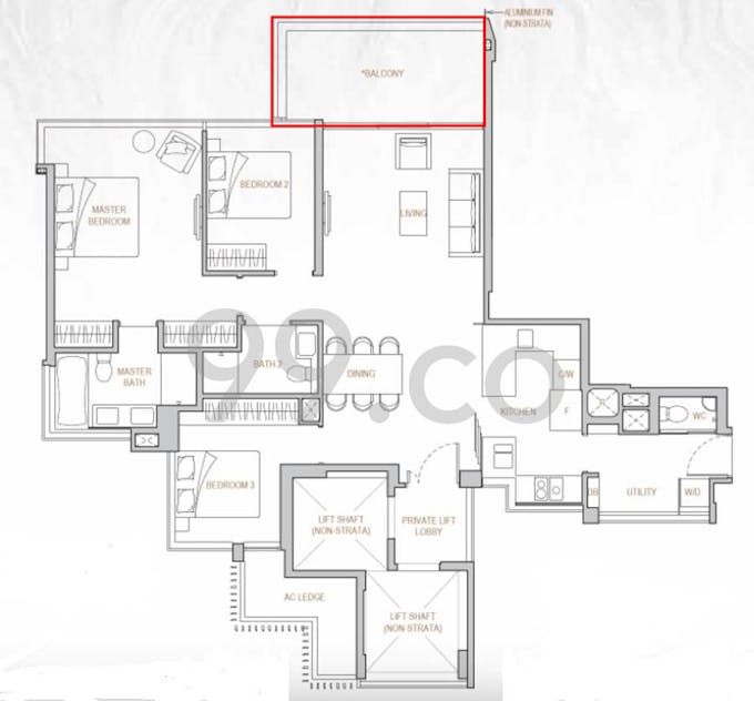 perfect ten 3 bedroom balcony floor plan