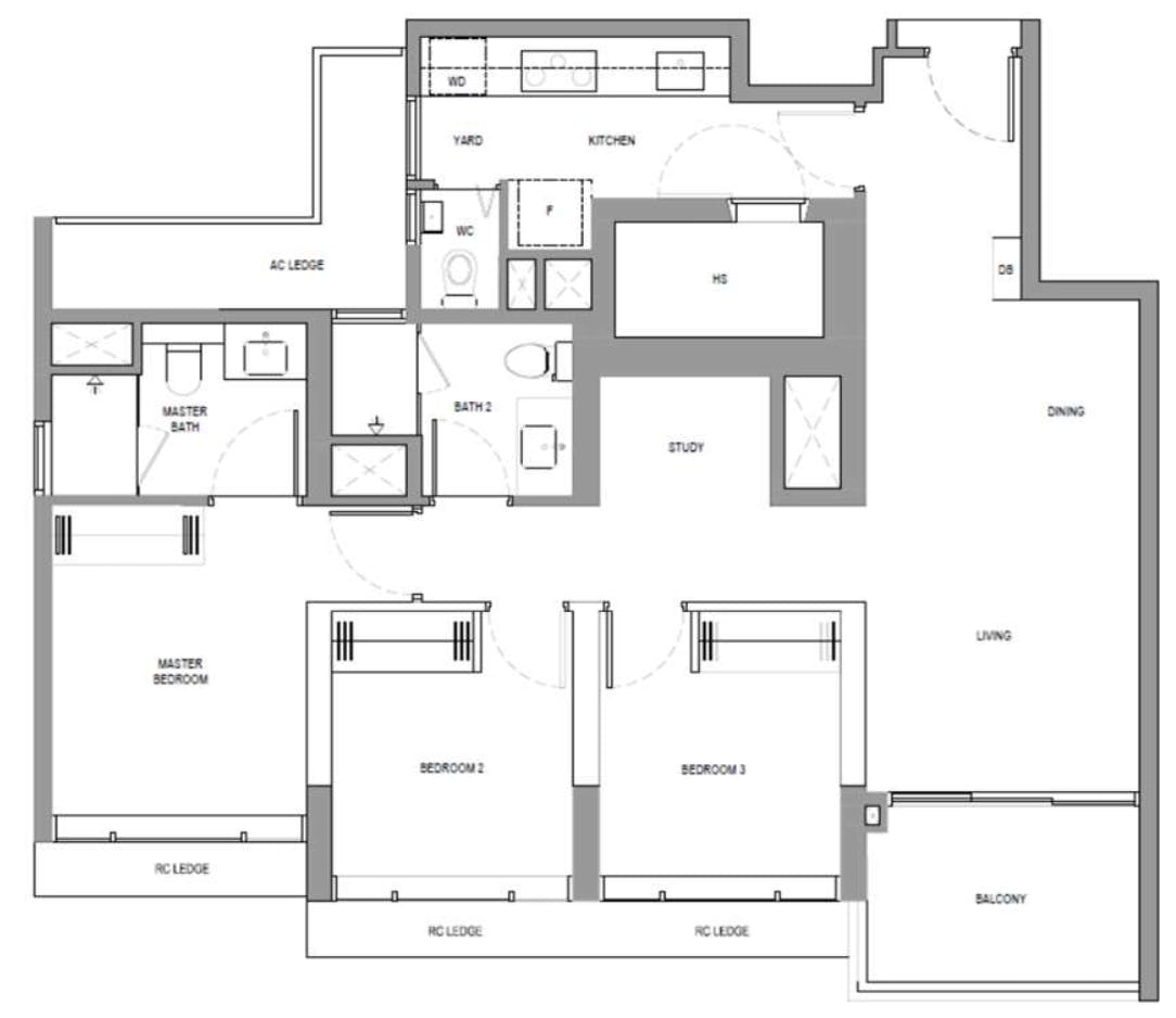 north gaia 3 bedroom yard study floor plan