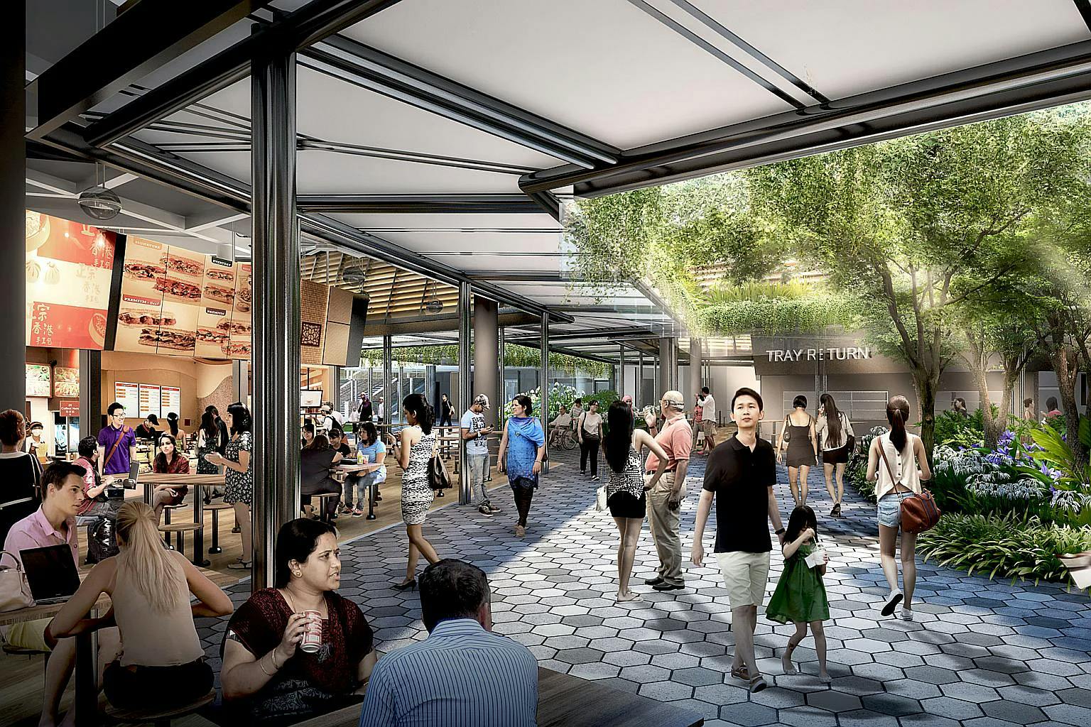 Artist's impression on Bukit Canberra Hawker Centre