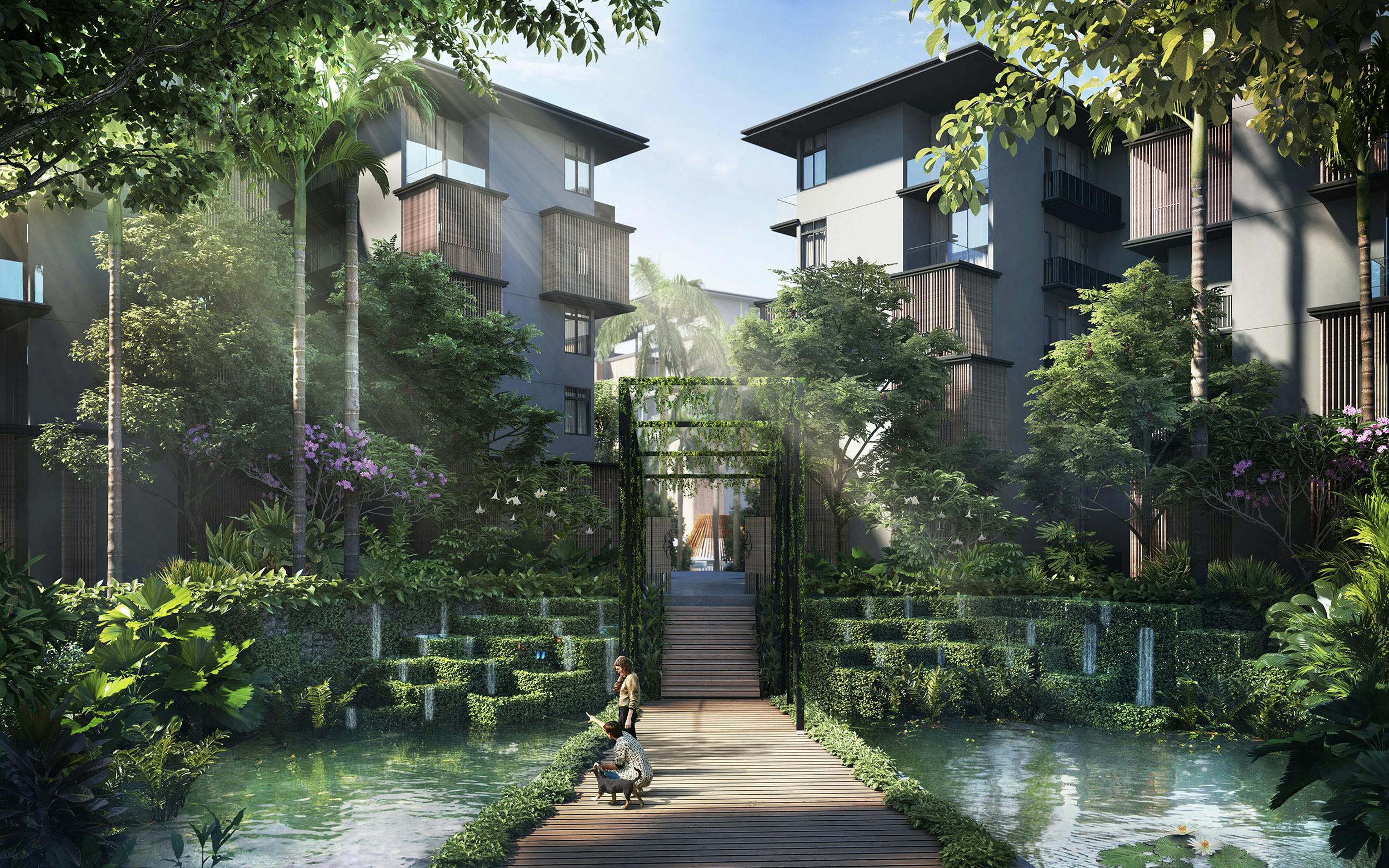 Artists' impression of the lush greenery within Parc Komo