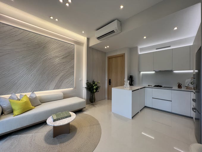 living area with kitchen enchante