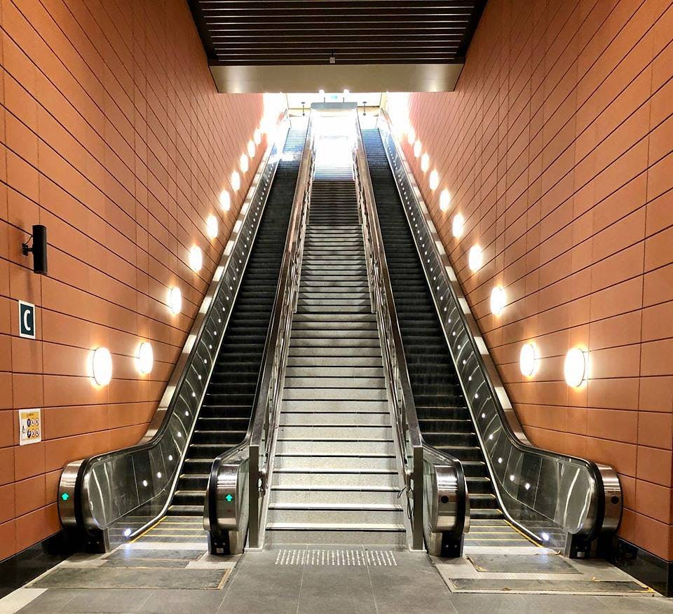 Stevens MRT Station escalator