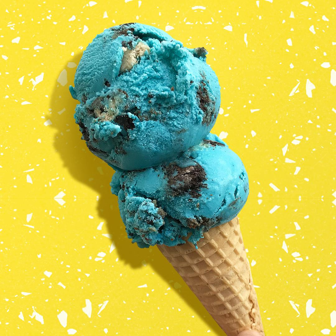 Cookie Monster ice cream from Lickers Cafe