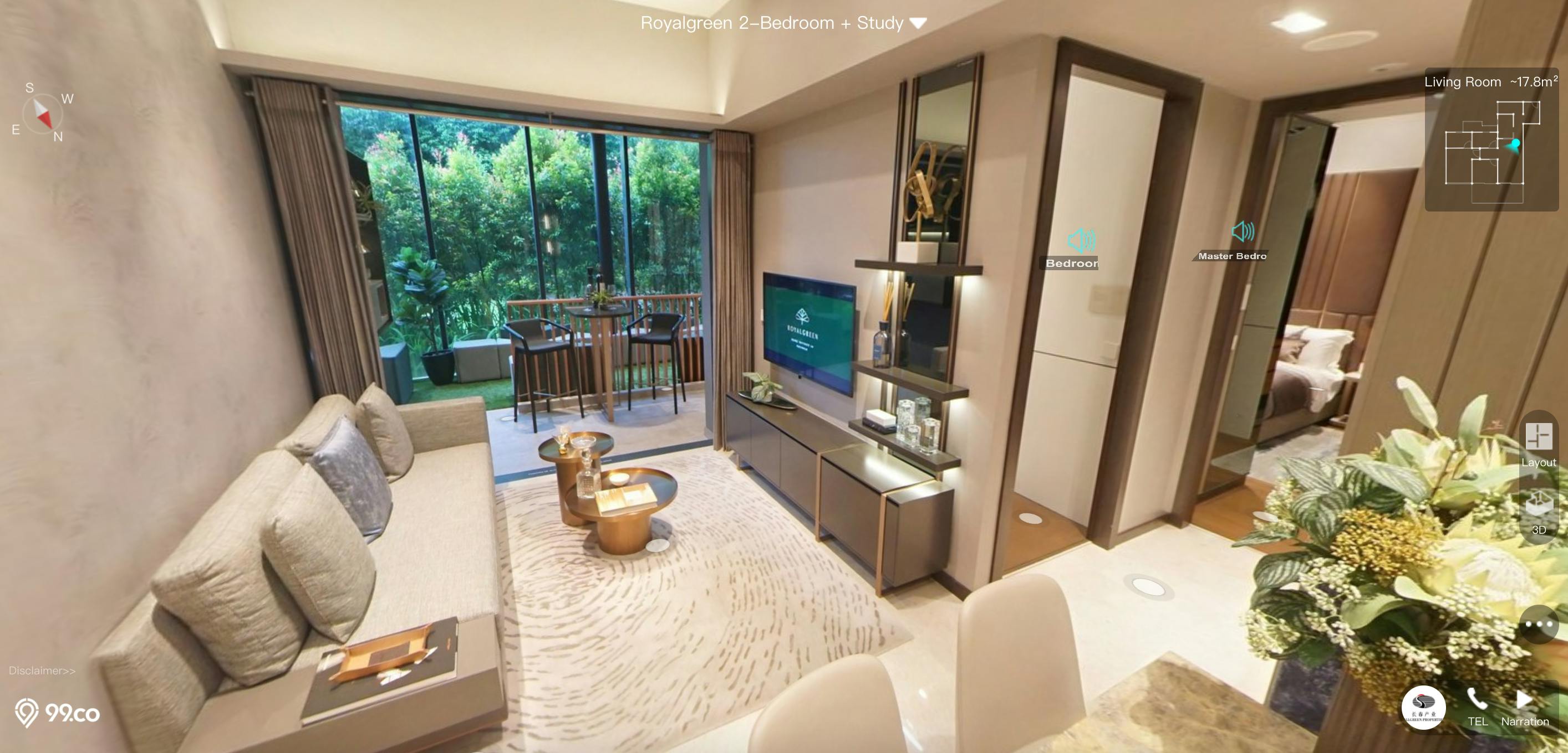 RoyalGreen 2 Bedroom + Study