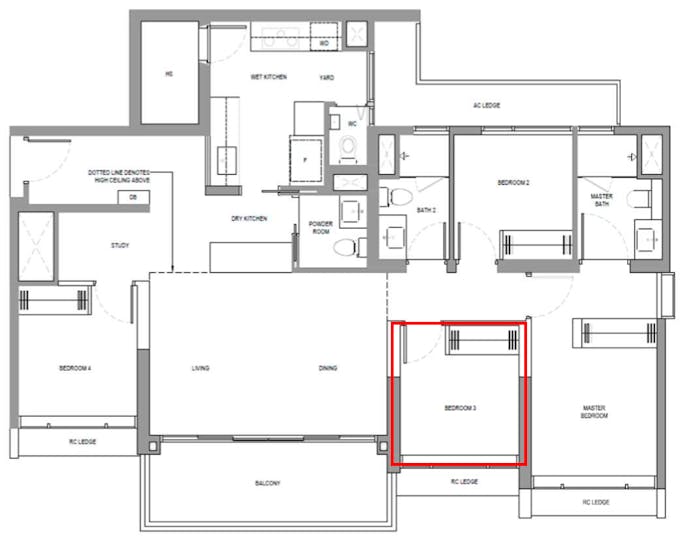 north gaia 4 bedroom bedroom 3 floor plan