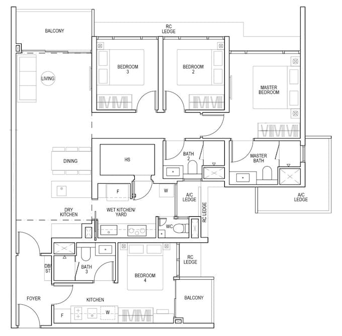 piccadilly grand 4 bedroom dual key floor plan