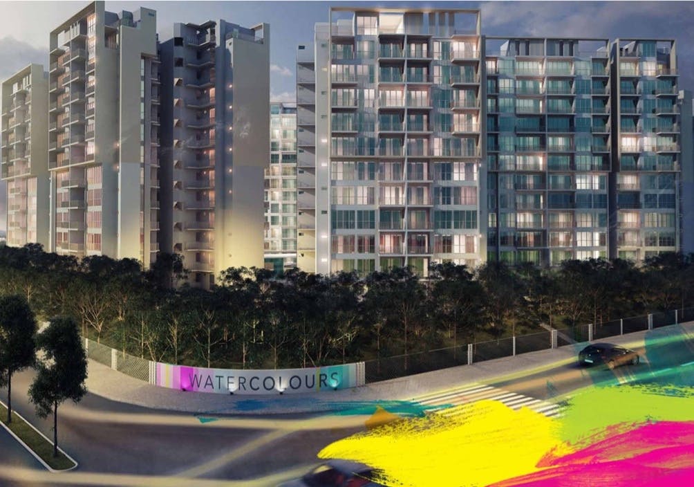 A stylised interpretation of the art-inspired Watercolours EC at Pasir Ris Link