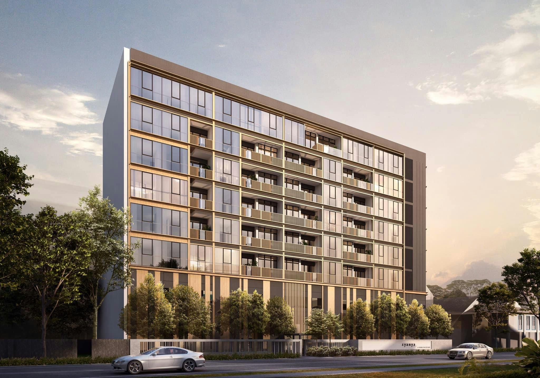 The gleaming facade of the luxurious Zyanya condominium