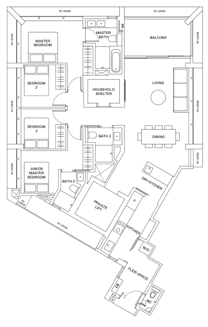 the reserve residences horizon 4 bedroom floor plan