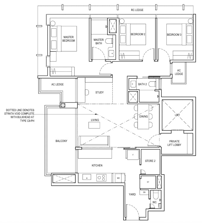 the continuum 3 bedroom study prestige collection floor plan