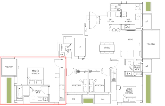 jervois mansion 4 bedroom main master floor plan