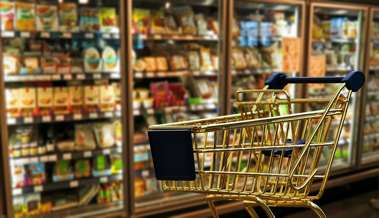Grocery cart at local supermarket