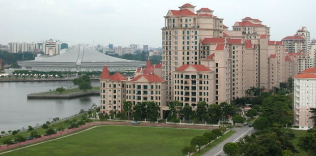 The distinct Pebble Bay condo which can be seen on the AYE.