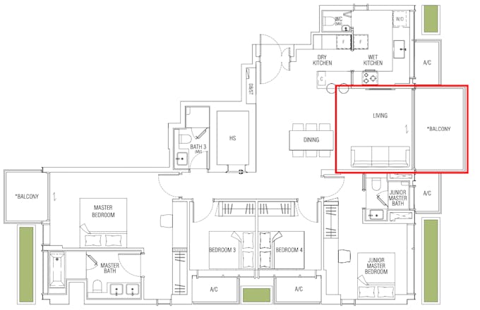 jervois mansion 4 bedroom living floor plan