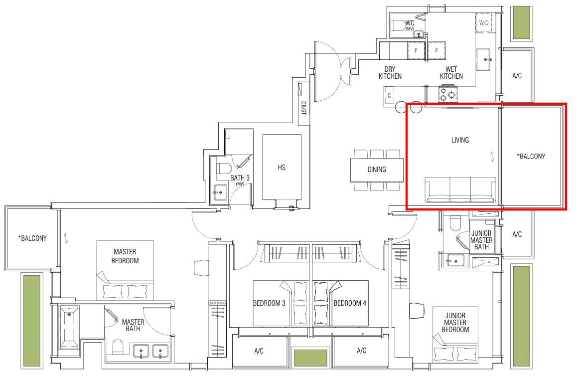 jervois mansion 4 bedroom living floor plan