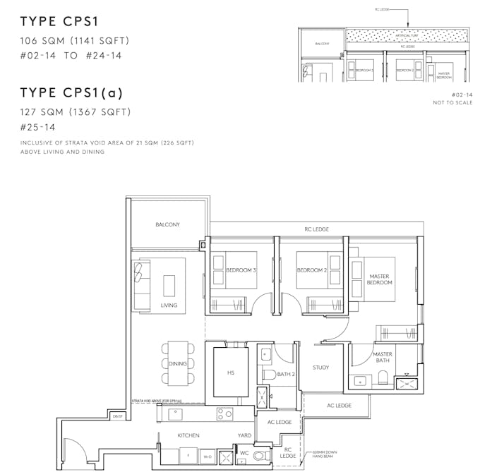 amo residence 3 bedroom premium with study floor plan