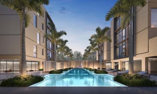 The glistening pool at Dalvey Haus