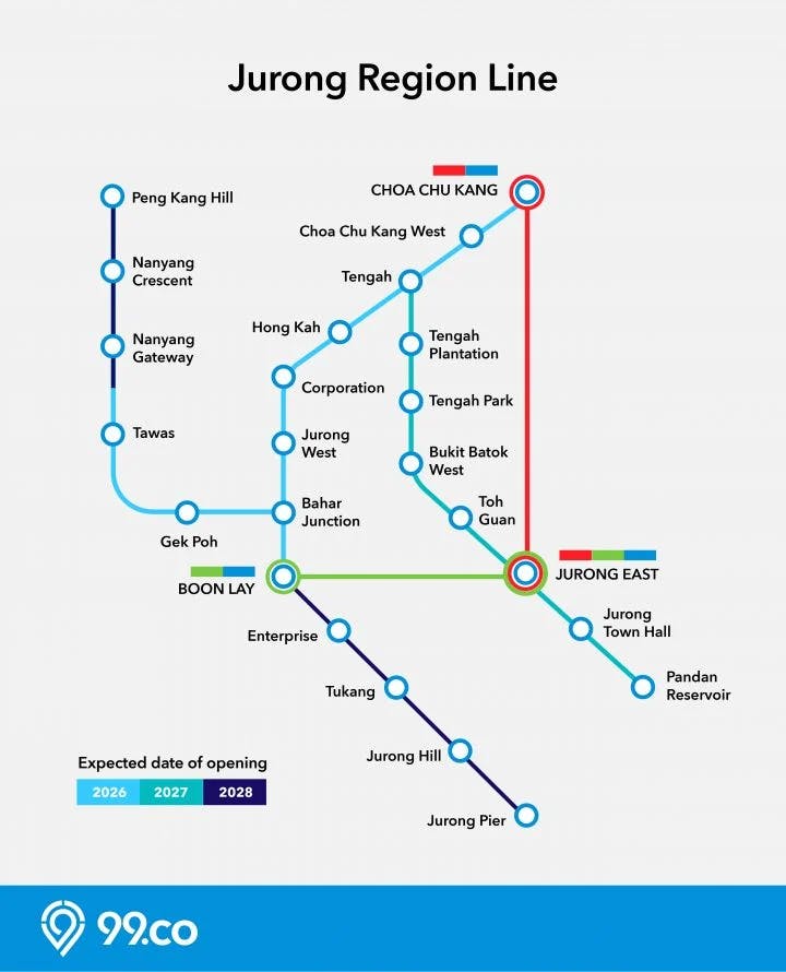 Jurong Region Line map by 99.co