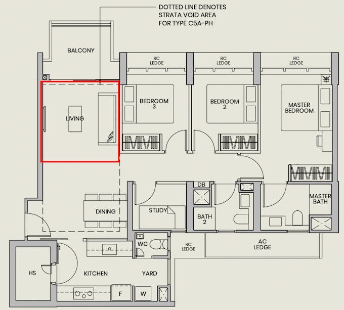 parc greenwich 3 bedroom living floor plan