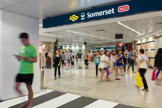 Somerset MRT Station on the North-South Line, close to The Lumos