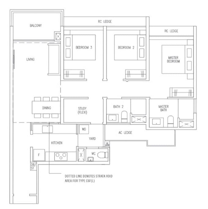 the botany 3 bedroom flexi floor plan type C6F