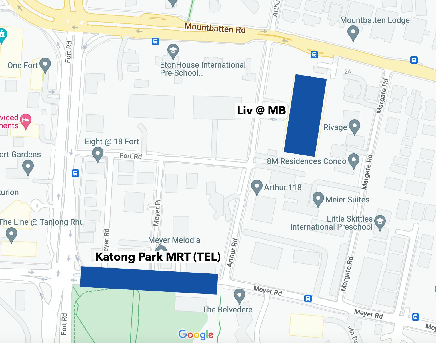 location of katong park mrt on google maps