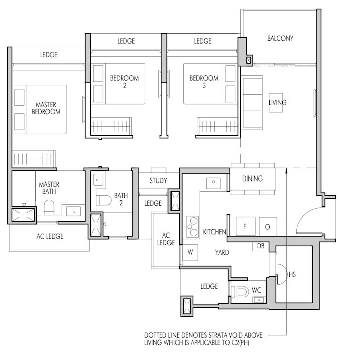 altura ec 3 bedroom study floor plan