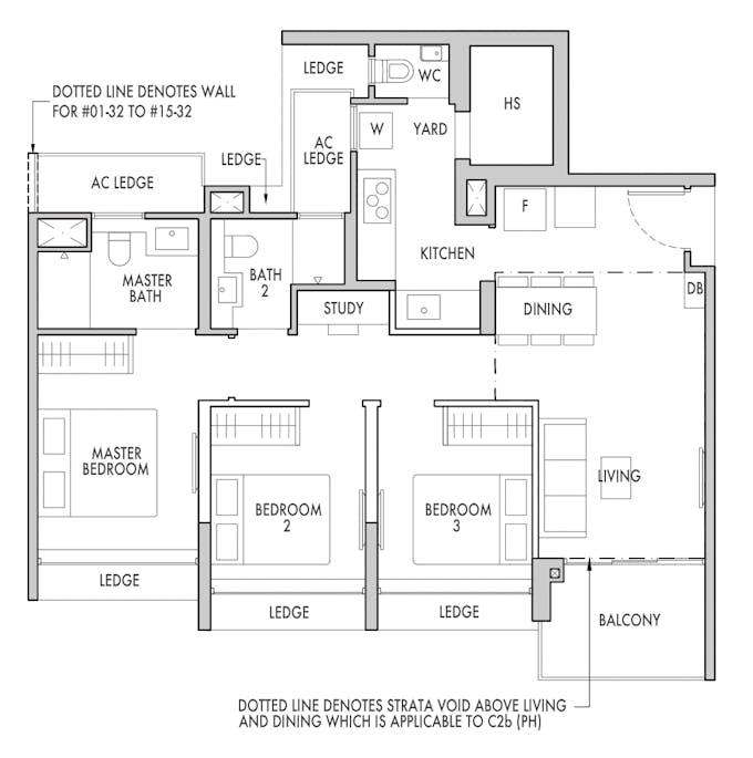 tenet ec 3 bedroom premium study floor plan c2b