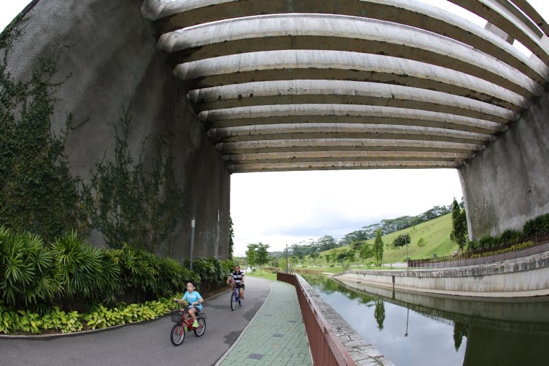 Cycling along Punggol Waterway Park