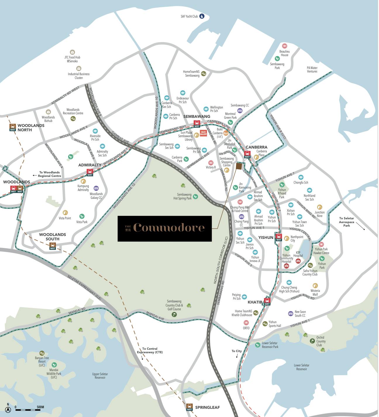 the commodore location map 