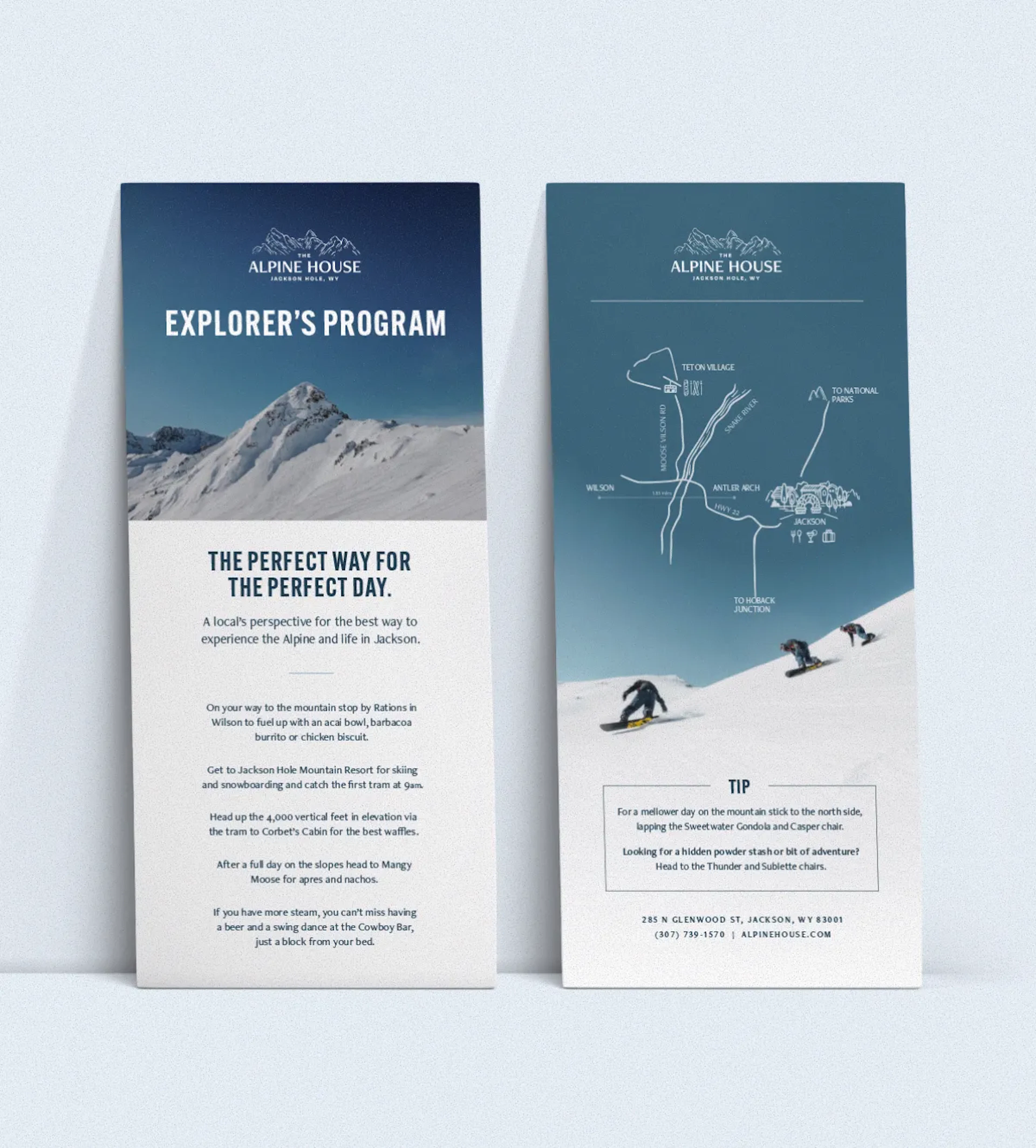Two-sided Alpine House Explorer's Program rack card