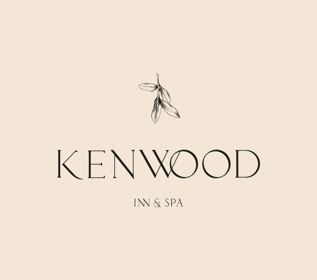 Kenwood Inn & Spa wordmark with olive branch illustration on cream