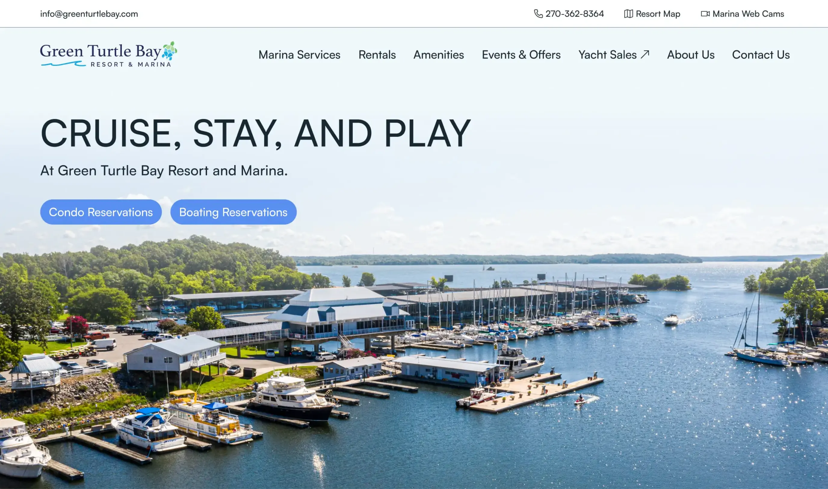 Green Turtle Bay Resort and Marina website homepage mockup