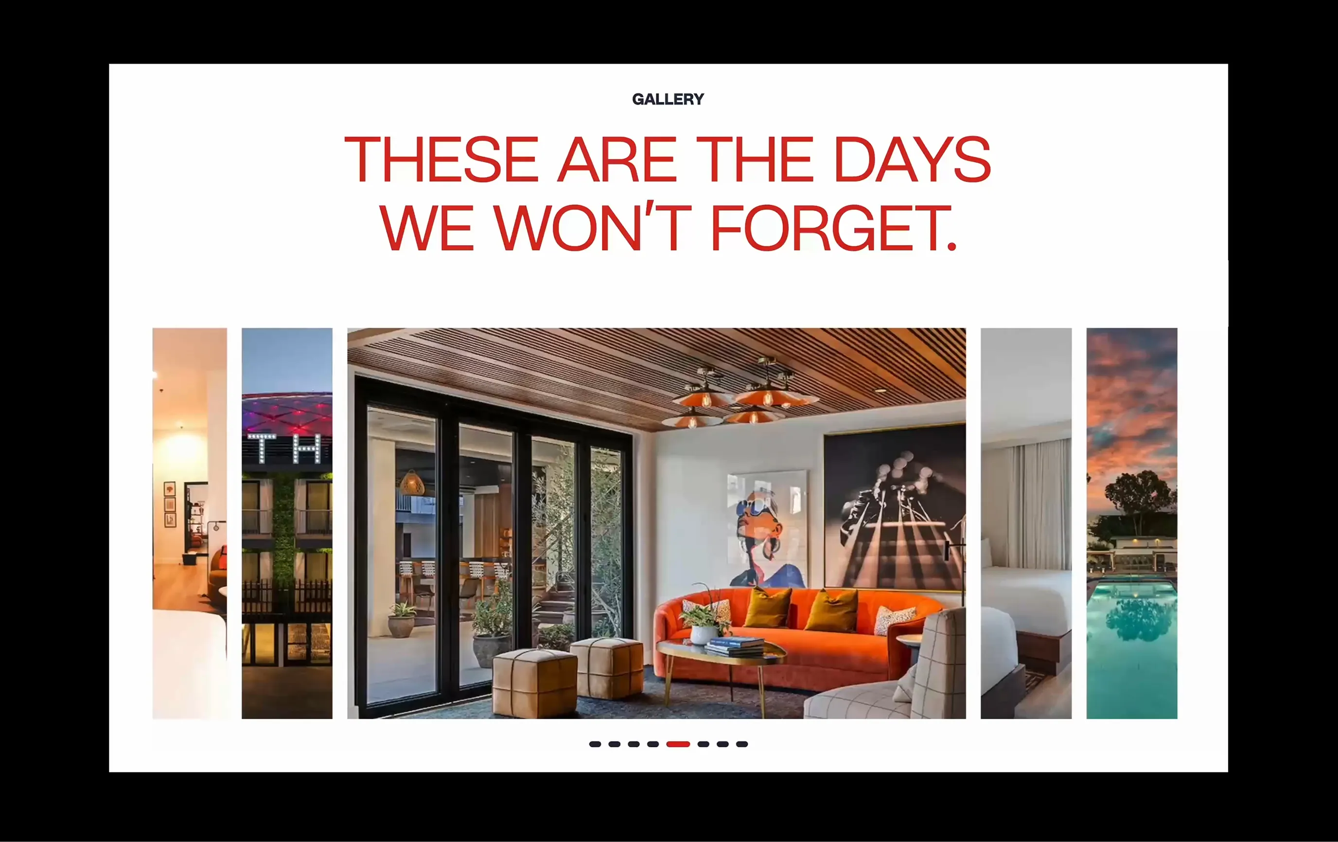 Website gallery section mockup with photo strip