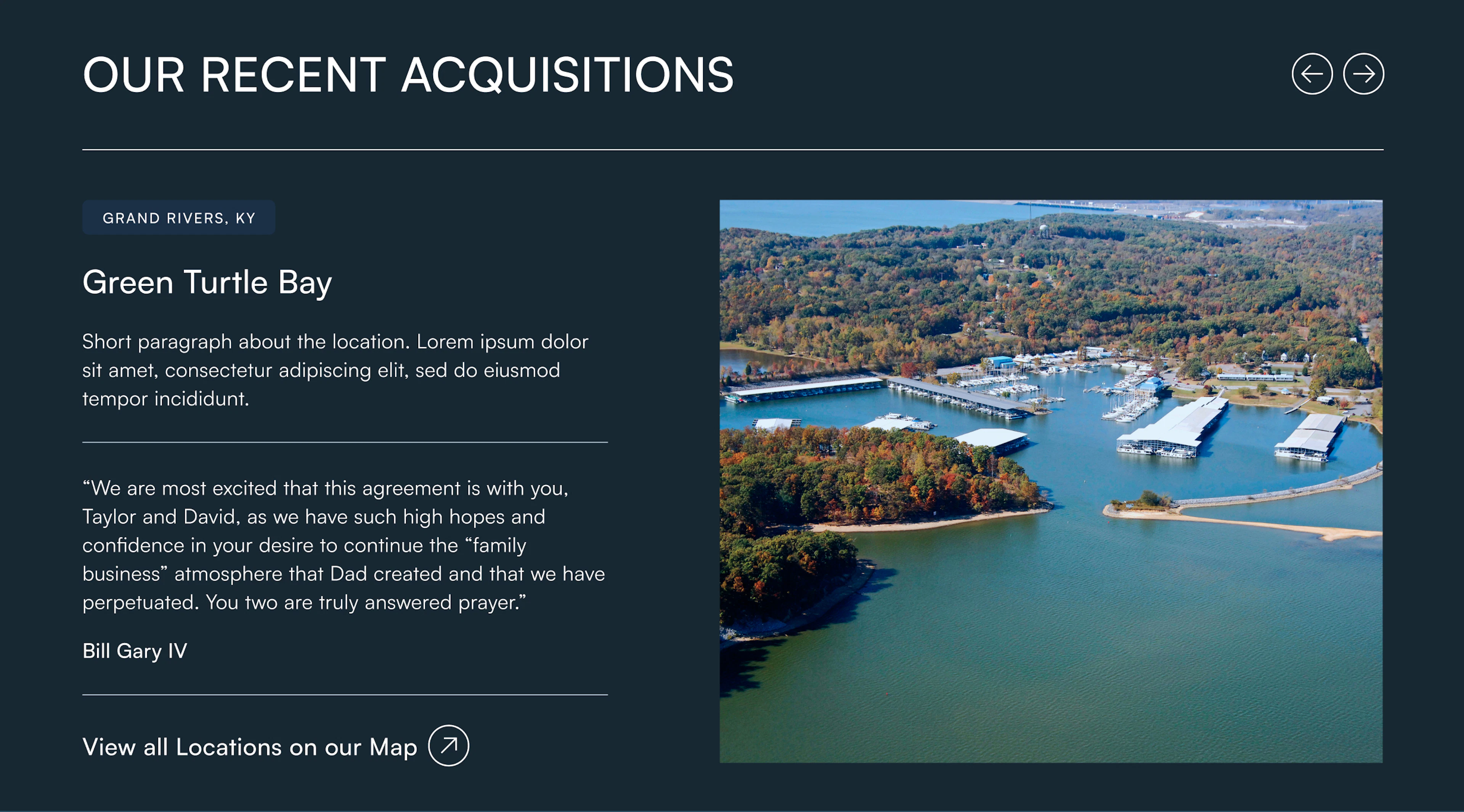 Grove Point Marina acquisitions mockup