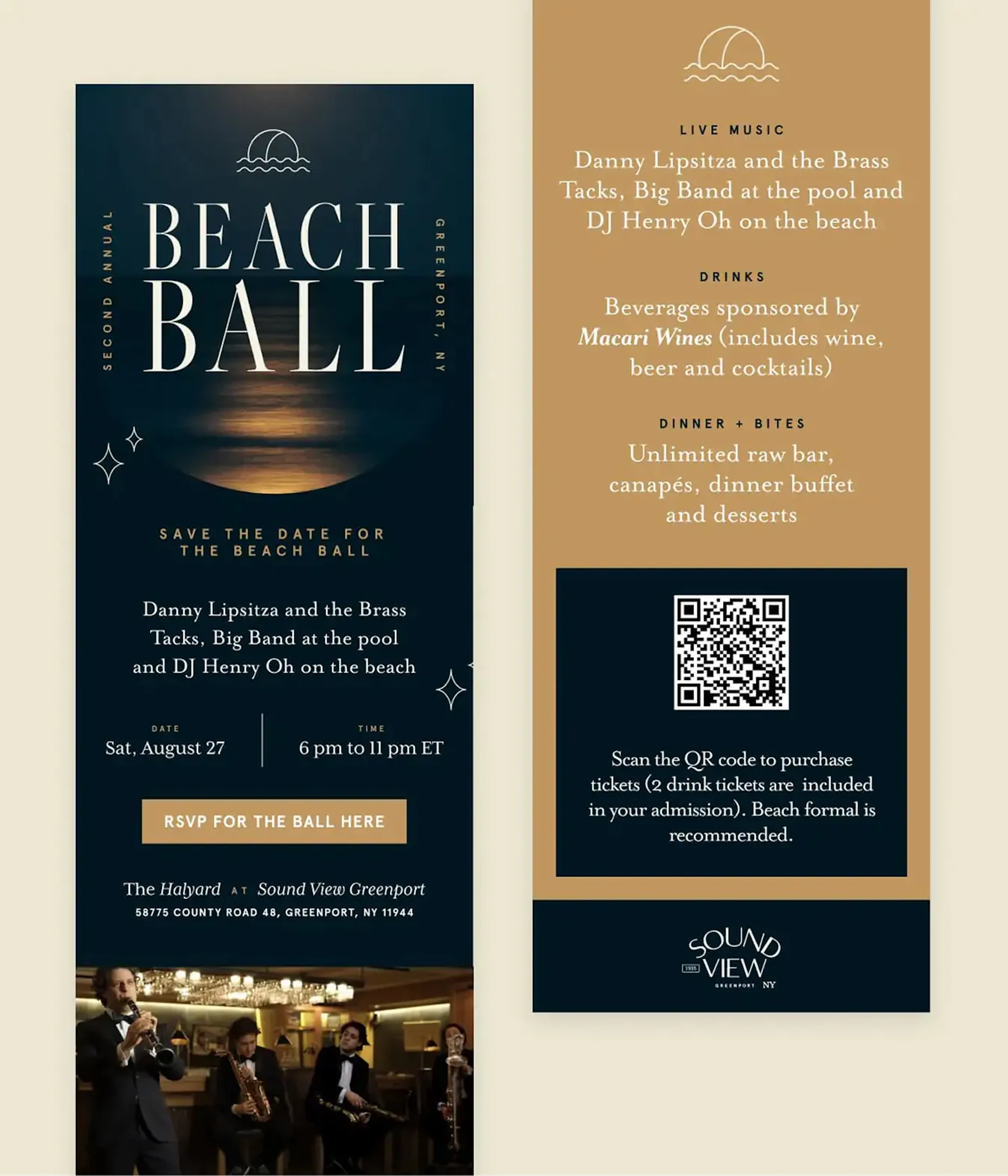 Beach Ball event flyer and rack card with band photo
