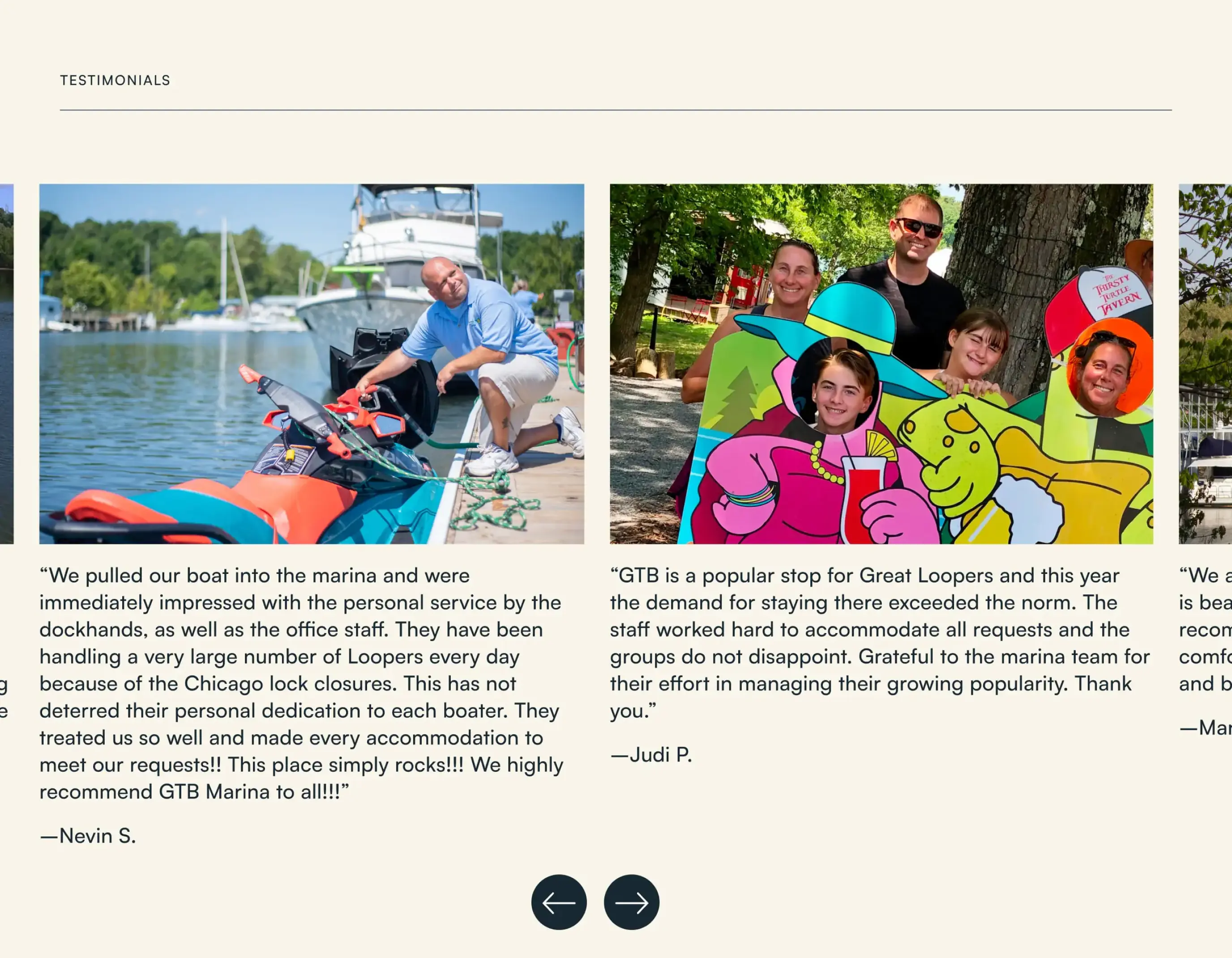 Green Turtle Bay Resort and Marina testimonial section