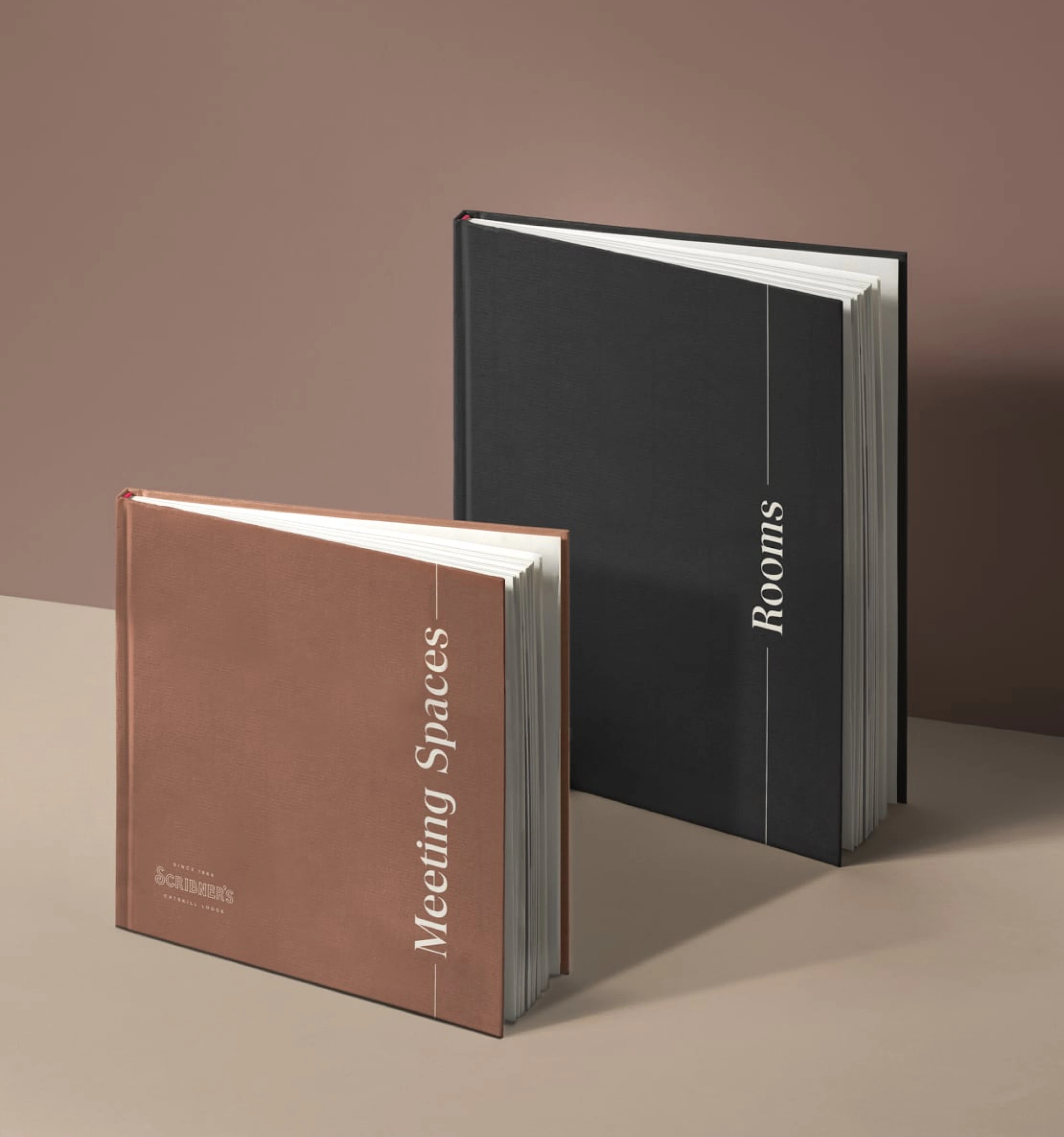 Meeting Spaces and Rooms hardcover books standing upright
