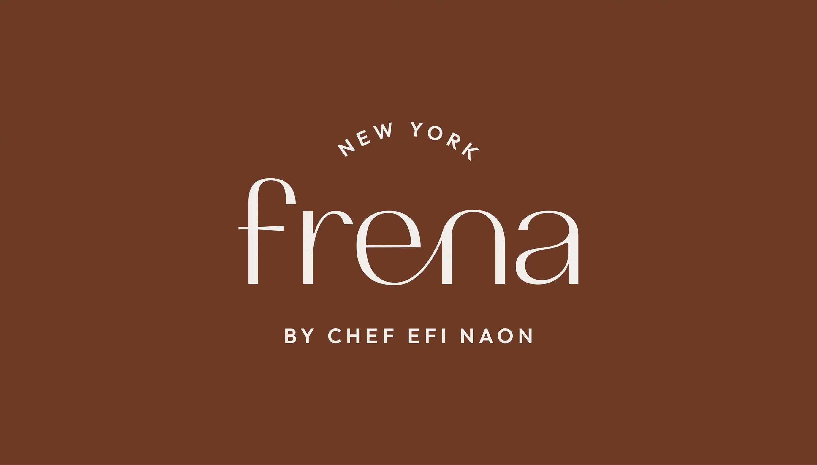 Frena wordmark in cream on a brown background