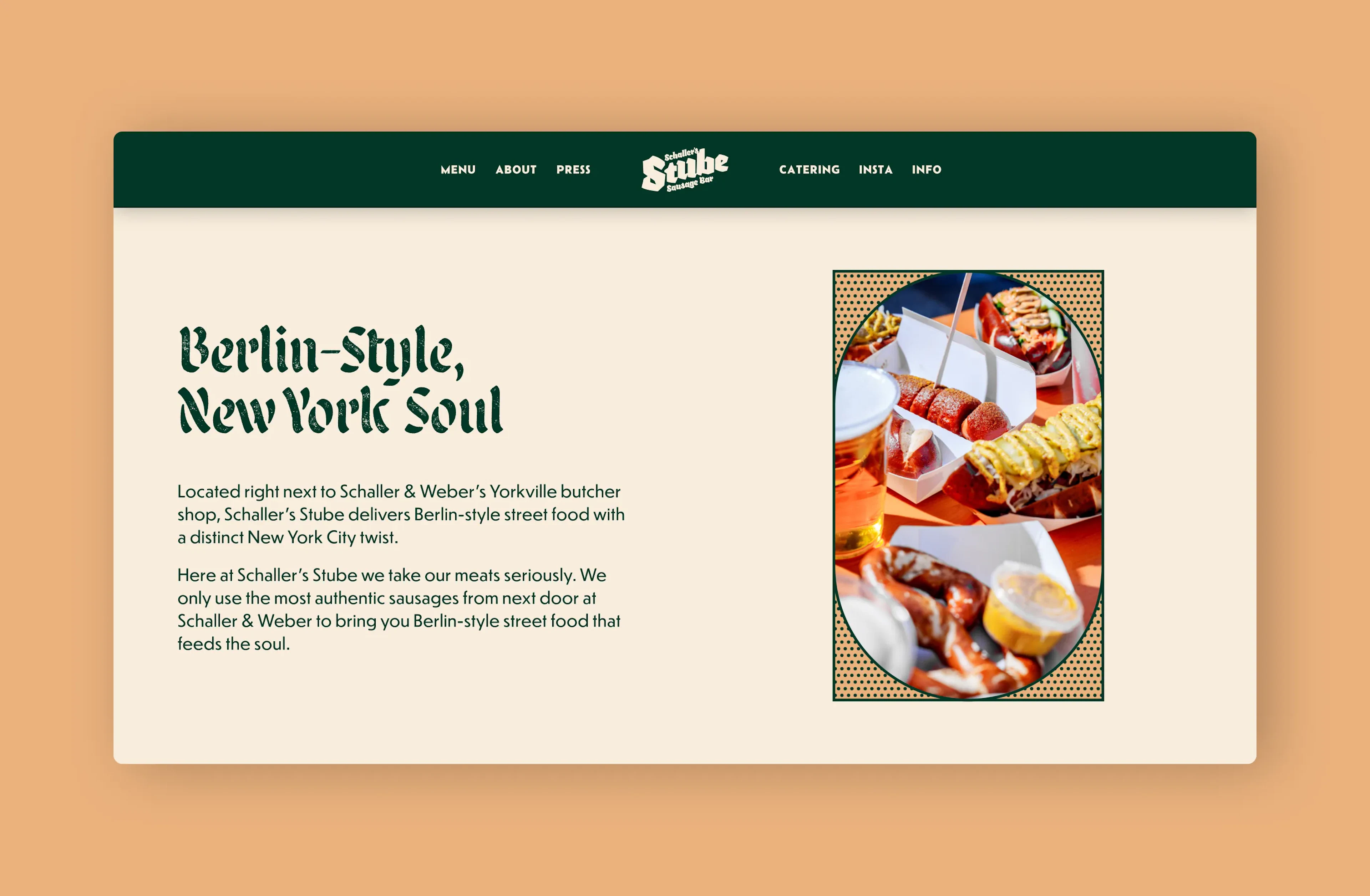 Schaller's Stube website homepage mockup