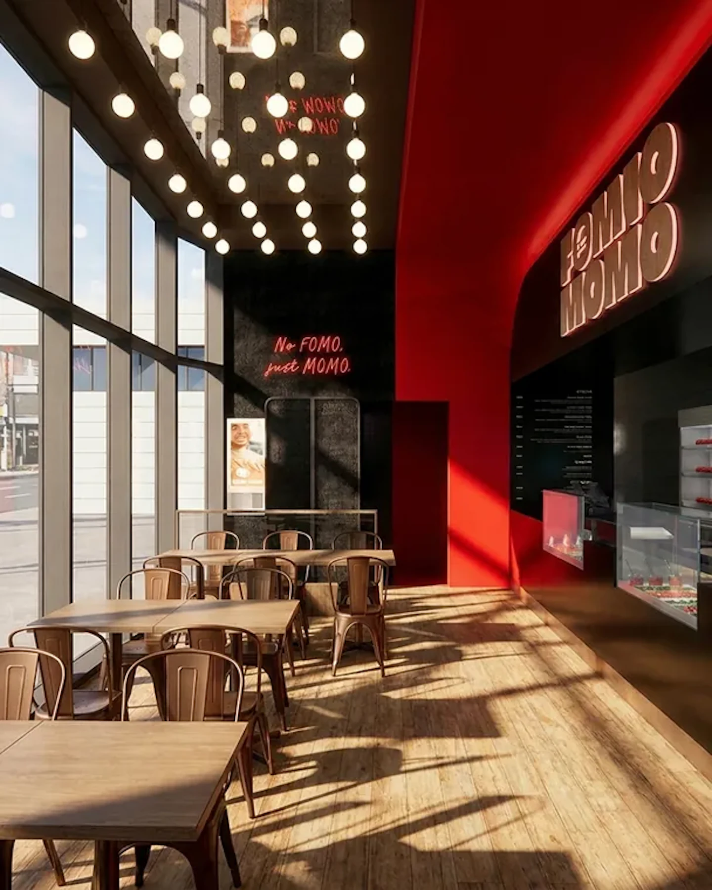 Sunny lit cafe